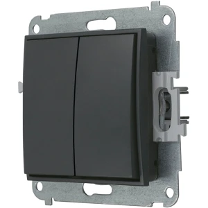 Icon Mechanizm Łącznika Jednobiegunowego Ze Schodowym (Dwa Klawisze Bez Piktogramów, Wspólne Zasilanie) Grafitowy Mat 28Iwp-10.11