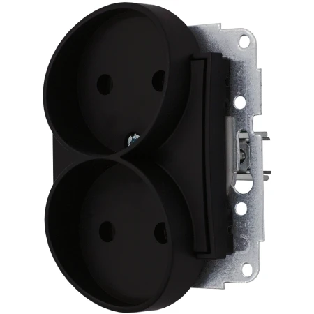 Icon Mechanizm Gniazda Podwójnego Do Ramki Bez Uziemienia 2X2P (Bez Przesłon Torów Prądowych) Czarny Mat 12Igpr-2