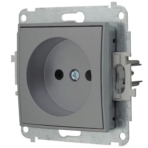 Icon Mechanizm Gniazda Pojedynczego Bez Uziemienia 2P (Przesłony Torów Prądowych) Szary Mat 27Igp-1P