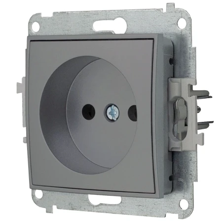 Icon Mechanizm Gniazda Pojedynczego Bez Uziemienia 2P (Przesłony Torów Prądowych) Szary Mat 27Igp-1P