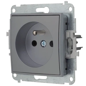 Icon Mechanizm Gniazda Pojedynczego Z Uziemieniem 2P+Z (Przesłony Torów Prądowych) Szary Mat 27Igp-1Zp