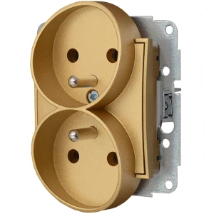 Icon Mechanizm Gniazda Podwójnego Do Ramki Z Uziemieniem 2X(2P+Z) (Przesłony Torów Prądowych) Złoty 29Igpr-2Zp