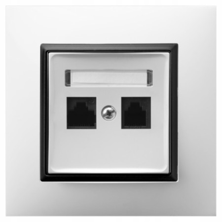 Gniazdo Internetowe 2X Rj45 Białe Czarny Ospel Aria