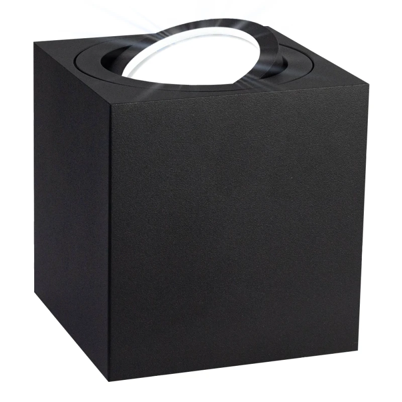 Oprawa Halogenowa Czarna Tuba Led Kwadratowa Z Żarówką Gu10 10W Zimna