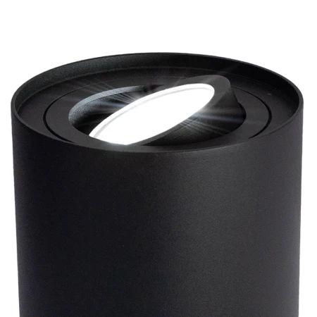 Oprawa Halogenowa Czarna Tuba Led Okrągła Z Żarówką Gu10 10W Zimna