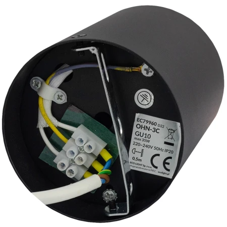 Oprawa Halogenowa Czarna Tuba Led Okrągła Z Żarówką Gu10 10W Zimna