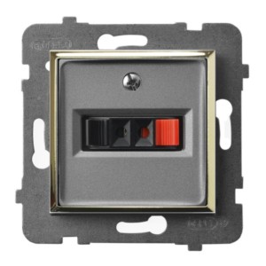 Moduł Szary/Złoto Bez Ramki Gniazdo Głośnikowe 1X