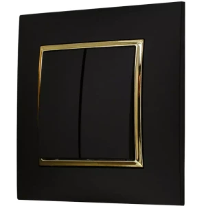 Włącznik Światła Podwójny/Świecznikowy Z Ramką Czarny / Złoty Seria Aria