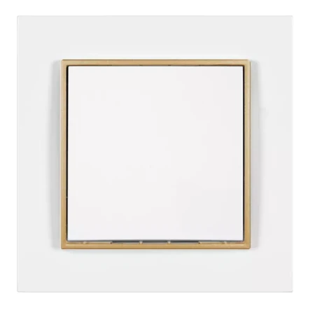 Włącznik Pojedynczy Z Ramką Karlik Mini  Kolor Biały / Złoty