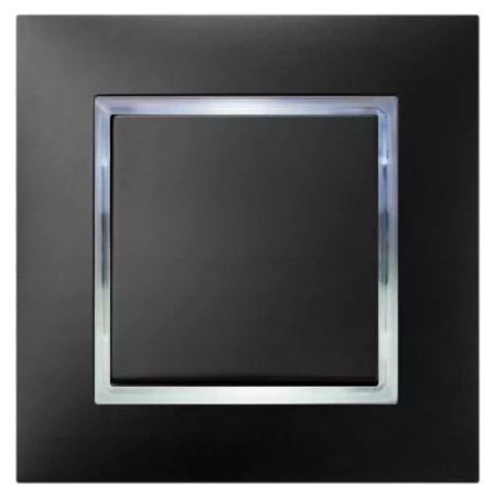 Włącznik Pojedynczy Czarny Z Podświetleniem Białym