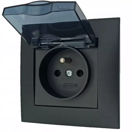 Gniazdo Łazienkowe Hermetyczne Gniazdko Czarne Ospel Aria