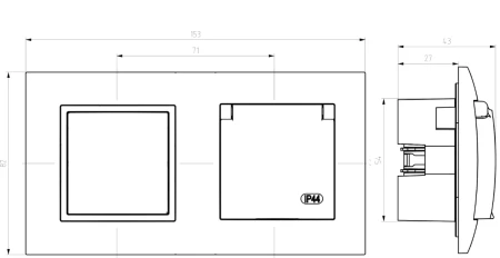 Gniazdo Hermetyczne Podwójne Łazienkowe Ospel Aria