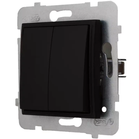 Dwa Włączniki Podwójne W Ramce Ospel Aria Czarne Ścienne