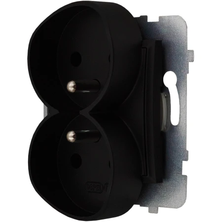 Gniazdo Kuchenne Gniazdko Czarne 2X Podwójne Ospel Aria