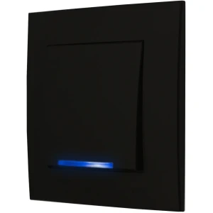 Ospel Szafir Czarny Włącznik Pojedynczy Podświetlenie Niebieskie Zestaw Z Ramką