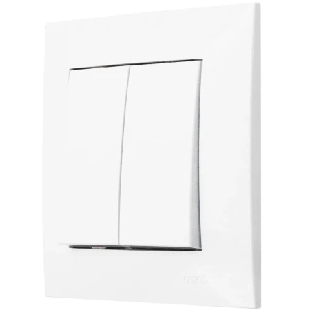 Ospel Szafir Biały Łącznik Podwójny Zestaw Z Ramką