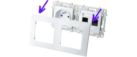 Ospel Szafir Srebrny Włącznik / Łącznik Podwójny Zestaw Z Ramką