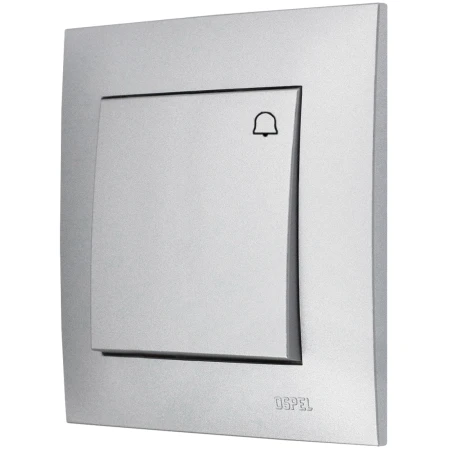 Ospel Szafir Srebrny Włącznik / Łącznik Dzwonkowy Zwierny Zestaw Z Ramką