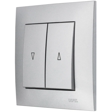 Ospel Szafir Srebrny Włącznik / Łącznik Roletowy Zwierny Zestaw Z Ramką