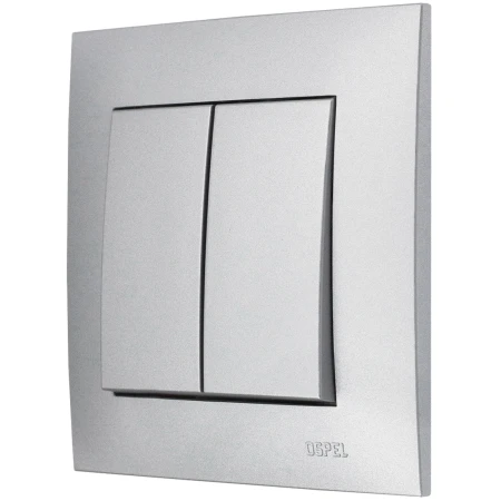 Ospel Szafir Srebrny Włącznik / Łącznik Podwójny Schodowy Zestaw Z Ramką