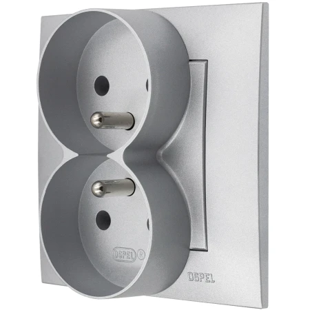 Ospel Szafir Srebrny Gniazdo / Gniazdko Podwójne Zestaw Z Ramką