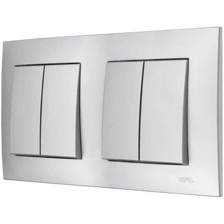 Ospel Szafir Srebrny Dwa Włącznik / Łączniki Podwójne Zestaw Z Ramką