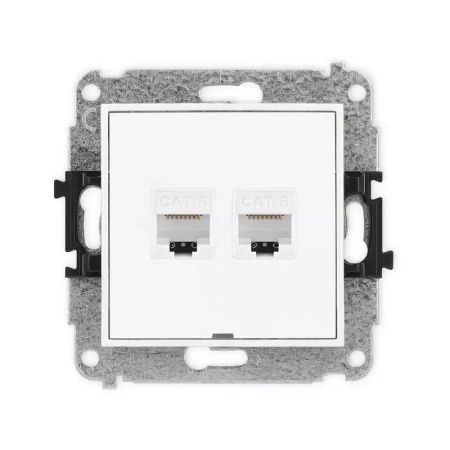 Karlik Mini biały Gniazdo komputerowe 2xRJ45 bez ramki MGKBO-4