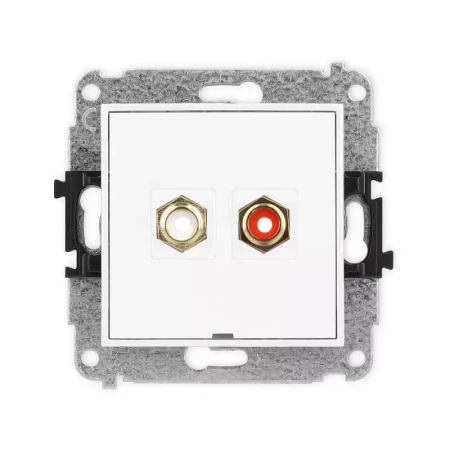 Karlik Mini biały Gniazdo 2x RCA typu cinch bez ramki MGRCABO-2