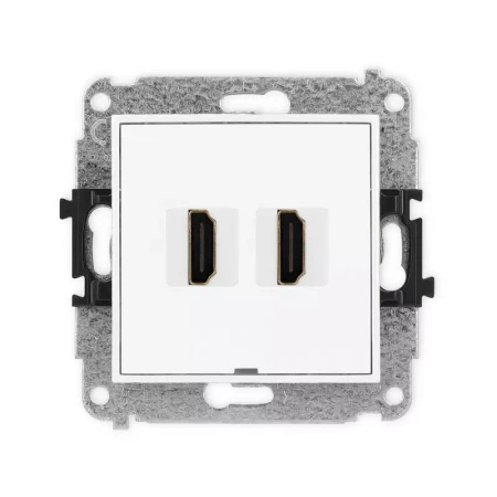 Karlik Mini biały Gniazdo 2x HDMI 2.0 bez ramki MHDMIBO-4