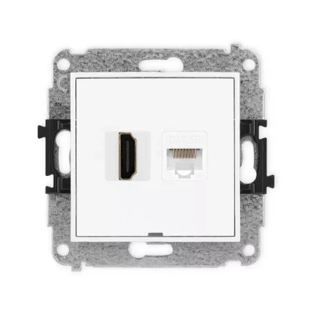 Karlik Mini biały Gniazdo 1x HDMI 2.0 + 1xRJ45 bez ramki MGHKBO