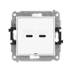 Karlik Mini biały Gniazdo 2x USB C-C bez ramki MGUSBBO-8