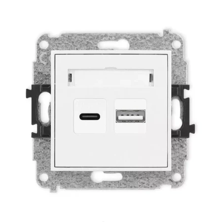 Karlik Mini biały Ładowarka USB C + USB A bez ramki MCUSB-8
