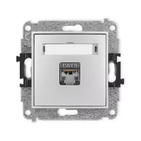 Karlik Mini srebrny metalik Gniazdo komputerowe 1xRJ45 bez ramki 7MGK-1e