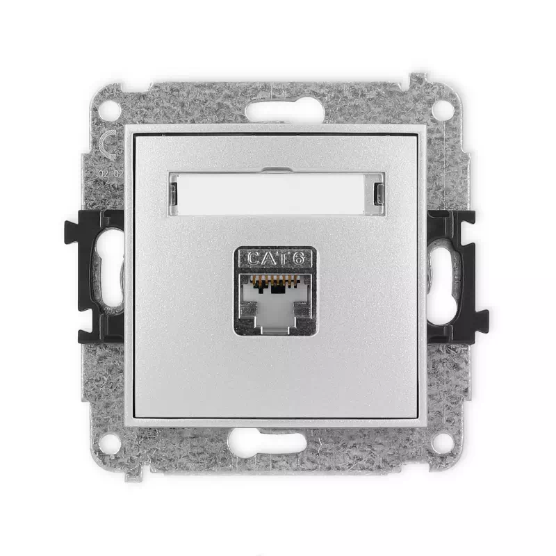 Karlik Mini srebrny metalik Gniazdo komputerowe 1xRJ45 bez ramki 7MGK-1e