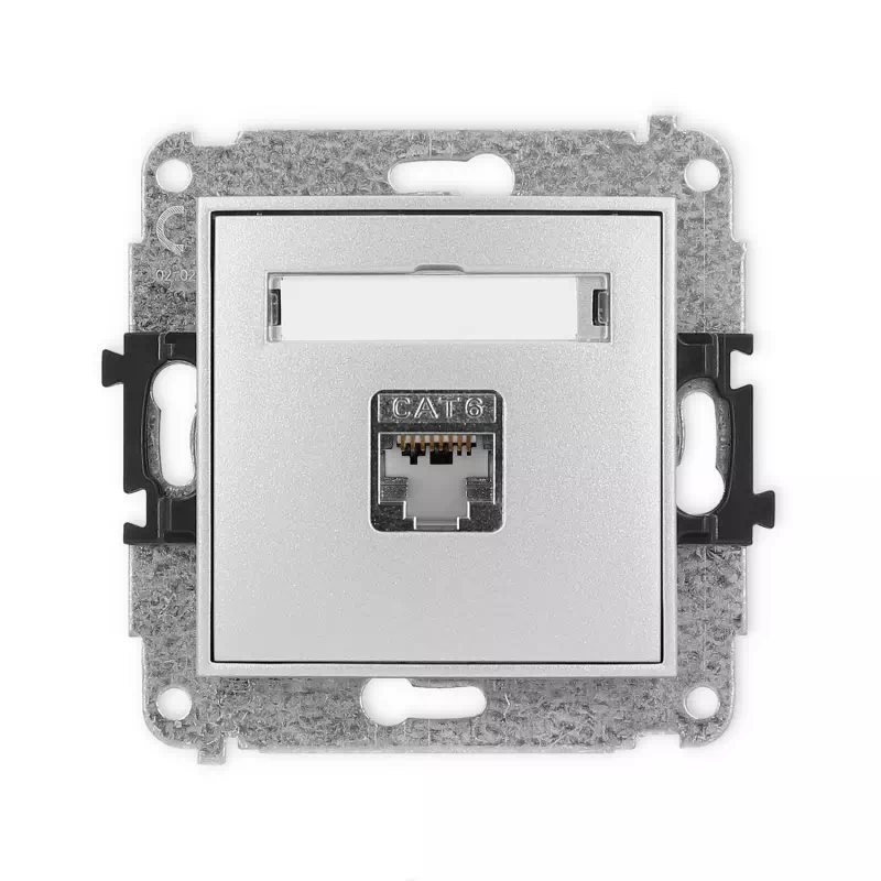 Karlik Mini srebrny metalik Gniazdo komputerowe 1xRJ45 bez ramki 7MGK-5
