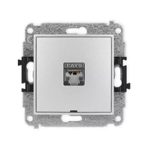 Karlik Mini srebrny metalik Gniazdo komputerowe 1xRJ45 bez ramki 7MGKBO-5
