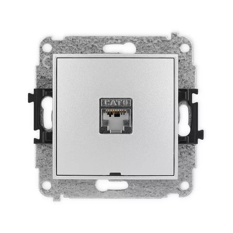 Karlik Mini srebrny metalik Gniazdo komputerowe 1xRJ45 bez ramki 7MGKBO-5