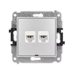Karlik Mini srebrny metalik Gniazdo komputerowe 2xRJ45 bez ramki 7MGKBO-8