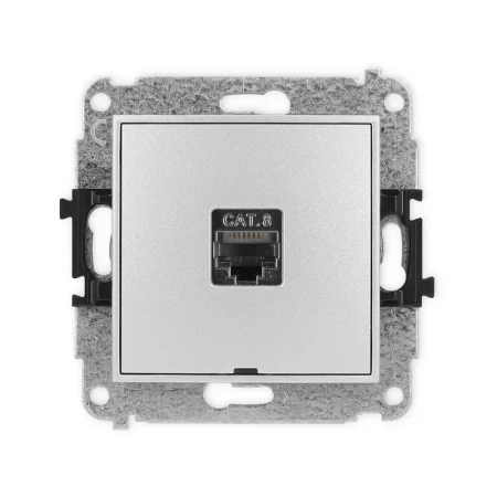 Karlik Mini srebrny metalik Gniazdo komputerowe 1xRJ45 bez ramki 7MGKBO-11