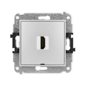 Karlik Mini srebrny metalik Gniazdo 1x HDMI 2.0 bez ramki 7MHDMIBO-3