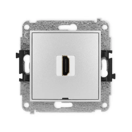 Karlik Mini srebrny metalik Gniazdo 1x HDMI 2.0 bez ramki 7MHDMIBO-3