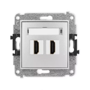 Karlik Mini srebrny metalik Gniazdo 2x HDMI 2.0 bez ramki 7MHDMI-4
