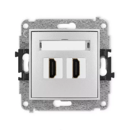 Karlik Mini srebrny metalik Gniazdo 2x HDMI 2.0 bez ramki 7MHDMI-4