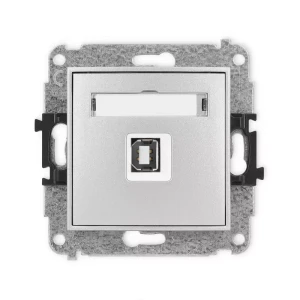 Karlik Mini srebrny metalik Gniazdo 1x USB A-B2.0 bez ramki 7MGUSB-3