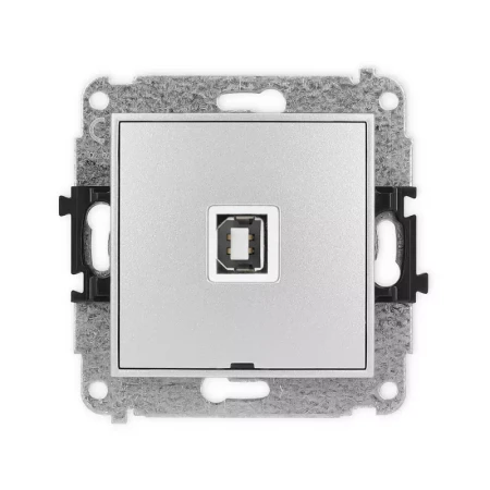Karlik Mini srebrny metalik Gniazdo 1x USB A-B 2.0 bez ramki 7MGUSBBO-3