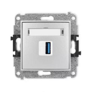 Karlik Mini srebrny metalik Gniazdo 1x USB A-A 3.0 bez ramki 7MGUSB-5