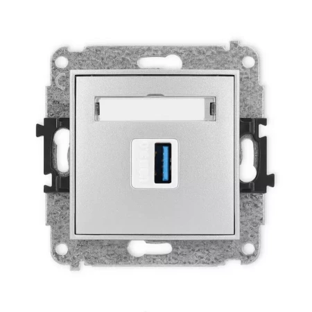 Karlik Mini srebrny metalik Gniazdo 1x USB A-A 3.0 bez ramki 7MGUSB-5