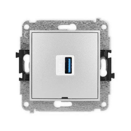 Karlik Mini srebrny metalik Gniazdo 1x USB A-A 3.0 bez ramki 7MGUSBBO-5