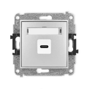 Karlik Mini srebrny metalik Gniazdo 1x USB C-C bez ramki 7MGUSB-7