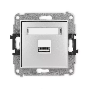 Karlik Mini srebrny metalik Ładowarka USB A bez ramki 7MCUSB-1